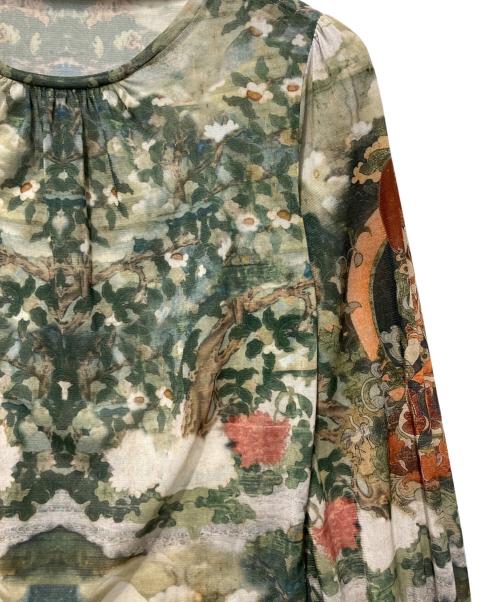VIVIENNE TAM（ヴィヴィアンタム）VIVIENNE TAM (ヴィヴィアンタム) BUDDHA PRINT NETTING BLOUSE グリーン サイズ:38の古着・服飾アイテム