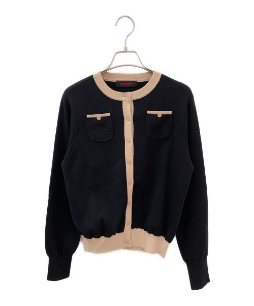 CABAN（キャバン）CABAN (キャバン) コットンカシミヤ バイカラークルーネックカーディガン ブラック×ベージュ サイズ:Freeの古着・服飾アイテム