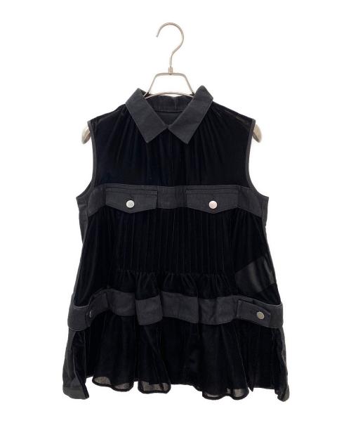 sacai（サカイ）sacai (サカイ) ノースリーブドッキングブラウス ブラック サイズ:2の古着・服飾アイテム