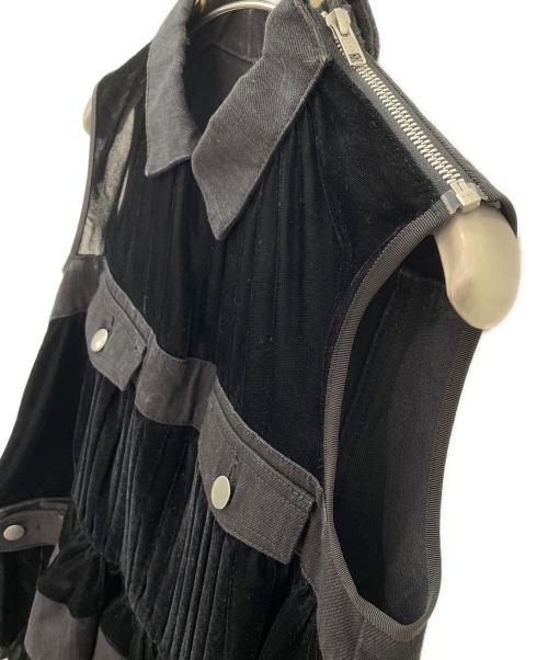 sacai（サカイ）sacai (サカイ) ノースリーブドッキングブラウス ブラック サイズ:2の古着・服飾アイテム