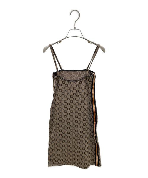 FENDI（フェンディ）FENDI (フェンディ) Zucca Pattern Camisole Dress/ズッカ柄 キャミソールワンピース ブラウン サイズ:40の古着・服飾アイテム