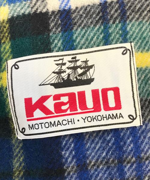 横浜元町 KAYO（横浜元町 カヨ）横浜元町 KAYO (横浜元町 カヨ) ウールチェックコート グリーン サイズ:表記無しの古着・服飾アイテム
