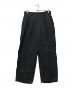 ANCELLMアンセルム）の古着「100/S LINEN TUCK SLACKS」｜ブラック