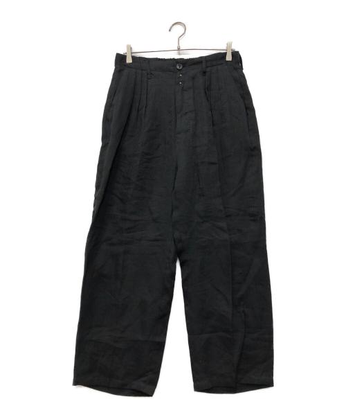ANCELLM（アンセルム）ANCELLM (アンセルム) 100/S LINEN TUCK SLACKS ブラック サイズ:1の古着・服飾アイテム