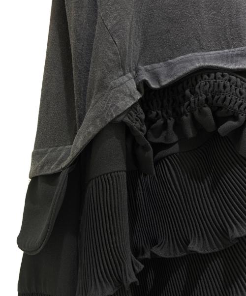 BALENCIAGA（バレンシアガ）BALENCIAGA (バレンシアガ)  フリル プリーツ ドッキング 切り替え Tシャツワンピース ブラック サイズ:34の古着・服飾アイテム
