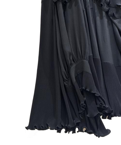 BALENCIAGA（バレンシアガ）BALENCIAGA (バレンシアガ)  フリル プリーツ ドッキング 切り替え Tシャツワンピース ブラック サイズ:34の古着・服飾アイテム