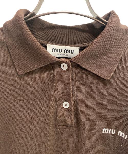 MIU MIU（ミュウミュウ）MIU MIU (ミュウミュウ) コットンピケ ジャージー ポロシャツ ブラウン サイズ:Sの古着・服飾アイテム