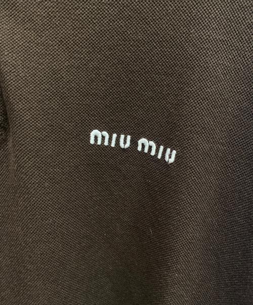 MIU MIU（ミュウミュウ）MIU MIU (ミュウミュウ) コットンピケ ジャージー ポロシャツ ブラウン サイズ:Sの古着・服飾アイテム