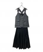 Ameriアメリ）の古着「WORK VEST SET DRESS/ワンピース」｜グレー×ブラック