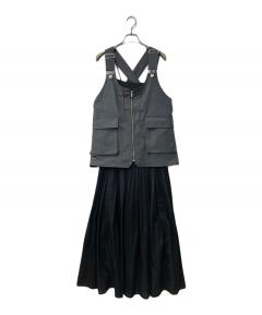 中古・古着通販】Ameri (アメリ) WORK VEST SET DRESS ブラック サイズ