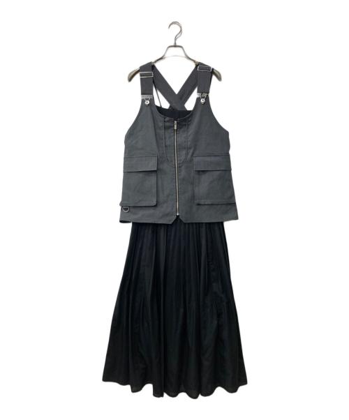 Ameri（アメリ）Ameri (アメリ) WORK VEST SET DRESS/ワンピース グレー×ブラック サイズ:Sの古着・服飾アイテム