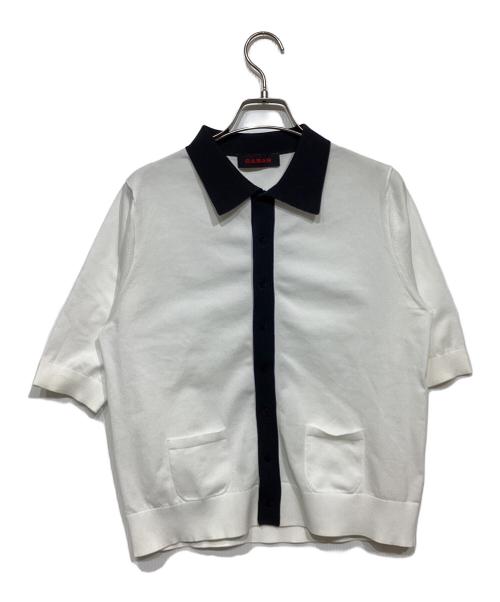 CABAN（キャバン）CABAN (キャバン) ポリエステルバイカラーカーディガン ホワイト サイズ:Freeの古着・服飾アイテム