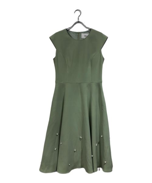Rene（ルネ）Rene (ルネ) 裾パールフィット＆フレアワンピース グリーン サイズ:SIZE 36の古着・服飾アイテム