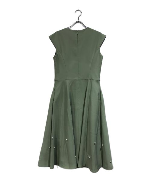 Rene（ルネ）Rene (ルネ) 裾パールフィット＆フレアワンピース グリーン サイズ:SIZE 36の古着・服飾アイテム