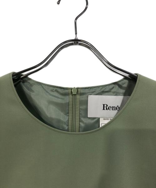 Rene（ルネ）Rene (ルネ) 裾パールフィット＆フレアワンピース グリーン サイズ:SIZE 36の古着・服飾アイテム