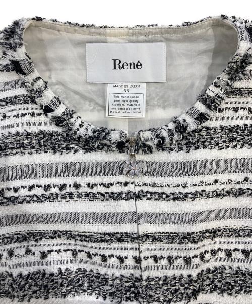 Rene（ルネ）Rene (ルネ) フロントジップツイードワンピース ホワイト サイズ:36の古着・服飾アイテム