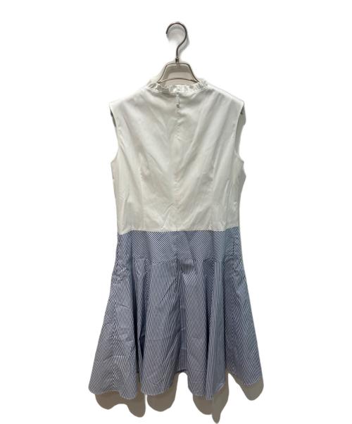 Rene（ルネ）Rene (ルネ) ストライプ切替パールボタンワンピース　5136100 ホワイト サイズ:36の古着・服飾アイテム