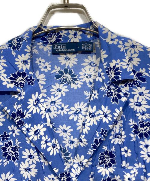 POLO RALPH LAUREN（ポロ・ラルフローレン）POLO RALPH LAUREN (ポロ・ラルフローレン) フローラルクレープショートスリーブドレス ブルーの古着・服飾アイテム