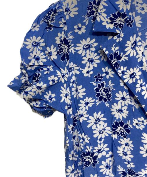POLO RALPH LAUREN（ポロ・ラルフローレン）POLO RALPH LAUREN (ポロ・ラルフローレン) フローラルクレープショートスリーブドレス ブルーの古着・服飾アイテム