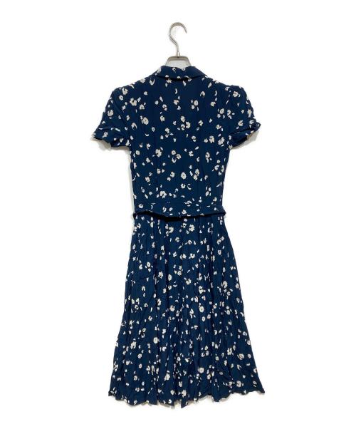POLO RALPH LAUREN（ポロ・ラルフローレン）POLO RALPH LAUREN (ポロ・ラルフローレン) フローラルクレープショートスリーブドレス ネイビーの古着・服飾アイテム