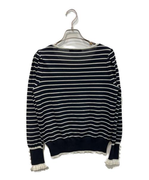 Rene（ルネ）Rene (ルネ) 袖パールボーダーニットプルオーバー　6212220 ブラック サイズ:36の古着・服飾アイテム