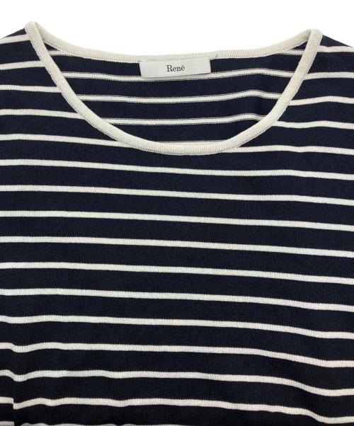 Rene（ルネ）Rene (ルネ) 袖パールボーダーニットプルオーバー　6212220 ブラック サイズ:36の古着・服飾アイテム