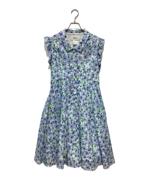Rene（ルネ）Rene (ルネ) パールボタンフラワーワンピース ブルー サイズ:36の古着・服飾アイテム