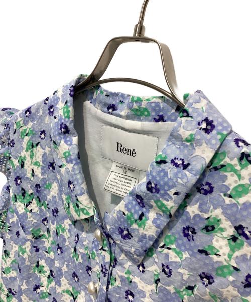 Rene（ルネ）Rene (ルネ) パールボタンフラワーワンピース ブルー サイズ:36の古着・服飾アイテム