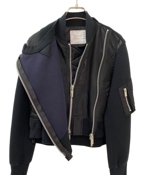 sacai（サカイ）sacai (サカイ) ドッキング スウェット ブルゾン ブラック サイズ:1の古着・服飾アイテム