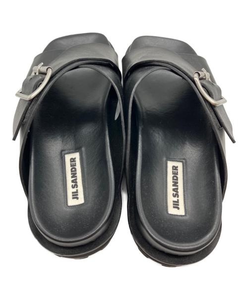 JIL SANDER（ジルサンダー）JIL SANDER (ジルサンダー) クロスバックルサンダル ブラック サイズ:43の古着・服飾アイテム