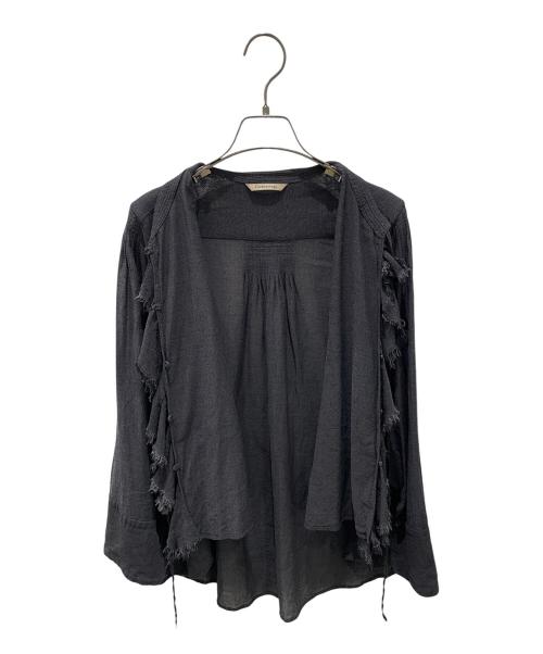 Curensology（カレンソロジー）Curensology (カレンソロジー) ウールミックスボイルフリルブラウス グレー サイズ:Freeの古着・服飾アイテム