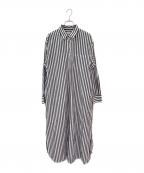 L'appartementアパルトモン）の古着「FABRICA STRIPE SHIRT ONEPIECE」｜ホワイト×グレー