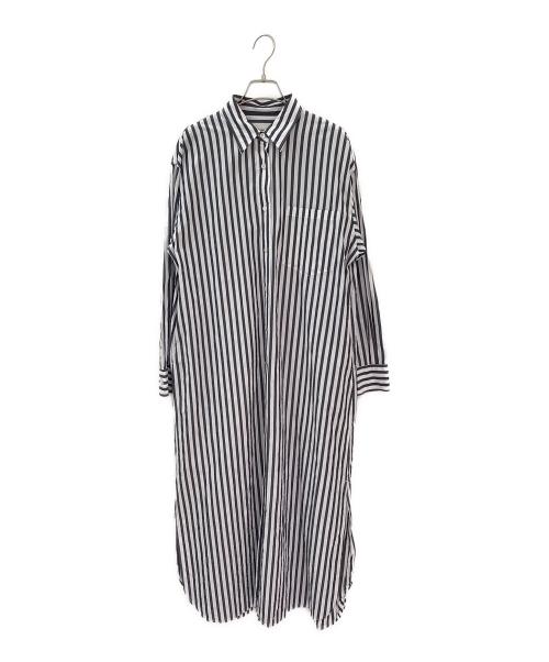 L'appartement（アパルトモン）L'appartement (アパルトモン) FABRICA STRIPE SHIRT ONEPIECE ホワイト×グレー サイズ:Freeの古着・服飾アイテム