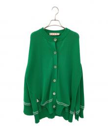 MARNI（マルニ）の古着「キモノスリーブ インターシャロゴ スリット カーディガン」｜グリーン