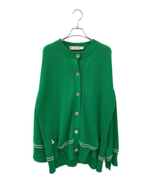 MARNI（マルニ）MARNI (マルニ) キモノスリーブ インターシャロゴ スリット カーディガン グリーン サイズ:36の古着・服飾アイテム