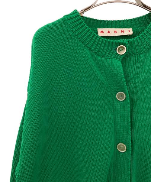 MARNI（マルニ）MARNI (マルニ) キモノスリーブ インターシャロゴ スリット カーディガン グリーン サイズ:36の古着・服飾アイテム