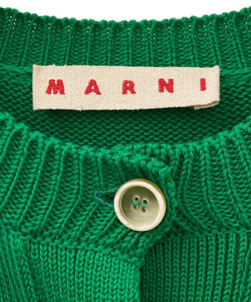 MARNI（マルニ）MARNI (マルニ) キモノスリーブ インターシャロゴ スリット カーディガン グリーン サイズ:36の古着・服飾アイテム
