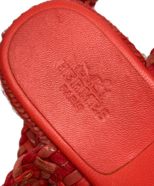 HERMES（エルメス）HERMES (エルメス) エスパドリーユウェッジソールサンダル レッド サイズ:SIZE 37の古着・服飾アイテム