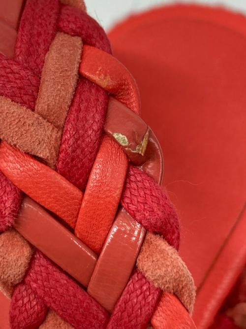 HERMES（エルメス）HERMES (エルメス) エスパドリーユウェッジソールサンダル レッド サイズ:SIZE 37の古着・服飾アイテム