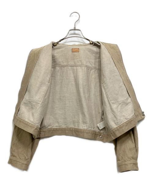 MY（マイ）MY  (マイ) クロップドデニムジャケット ベージュの古着・服飾アイテム