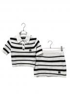 AMIRIアミリ）の古着「MA Striped Polo Knit Top & Mini Skirt Set」｜ホワイト×ブラック