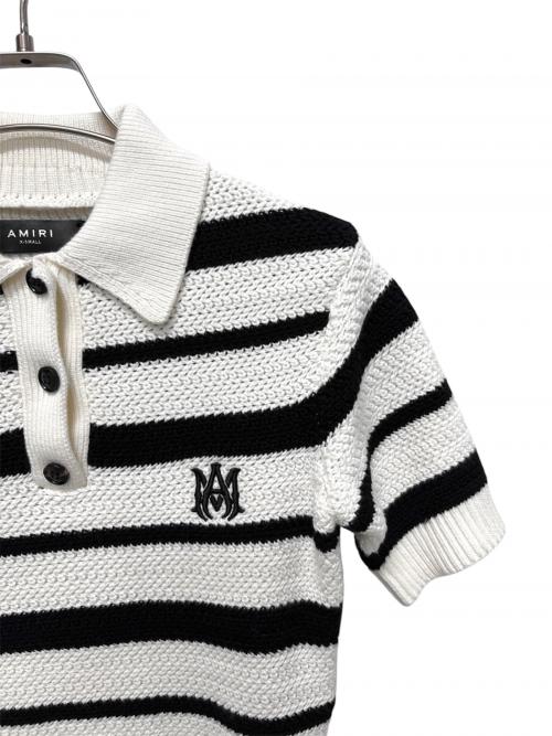 AMIRI（アミリ）AMIRI (アミリ) MA Striped Polo Knit Top & Mini Skirt Set ホワイト×ブラック サイズ:XSの古着・服飾アイテム