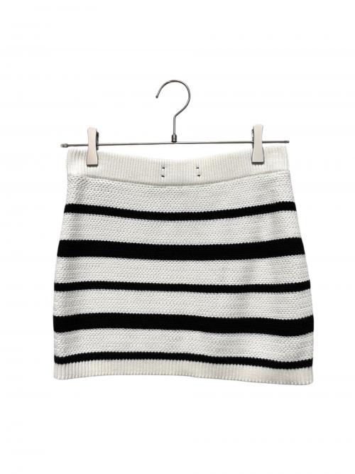 AMIRI（アミリ）AMIRI (アミリ) MA Striped Polo Knit Top & Mini Skirt Set ホワイト×ブラック サイズ:XSの古着・服飾アイテム
