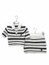 AMIRI（アミリ）の古着「MA Striped Polo Knit Top & Mini Skirt Set」｜ホワイト×ブラック
