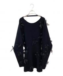MYLAN（マイラン）の古着「Wool Cashmere Knit Mini Dress with Ribbon」｜ブラック