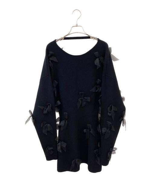 MYLAN（マイラン）MYLAN (マイラン) Wool Cashmere Knit Mini Dress with Ribbon ブラック サイズ:Fの古着・服飾アイテム