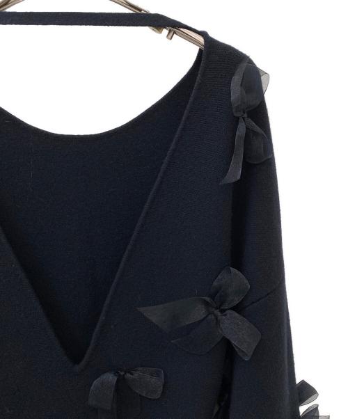 MYLAN（マイラン）MYLAN (マイラン) Wool Cashmere Knit Mini Dress with Ribbon ブラック サイズ:Fの古着・服飾アイテム