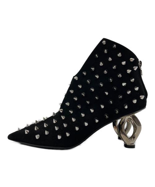 BALMAIN（バルマン）BALMAIN (バルマン) Spike Accents Leather Lace Up Boots/スタッズブーティ ブラック サイズ:37の古着・服飾アイテム