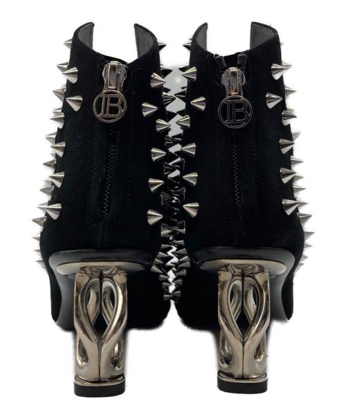 BALMAIN（バルマン）BALMAIN (バルマン) Spike Accents Leather Lace Up Boots/スタッズブーティ ブラック サイズ:37の古着・服飾アイテム