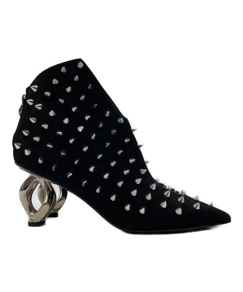 BALMAIN（バルマン）BALMAIN (バルマン) Spike Accents Leather Lace Up Boots/スタッズブーティ ブラック サイズ:37の古着・服飾アイテム